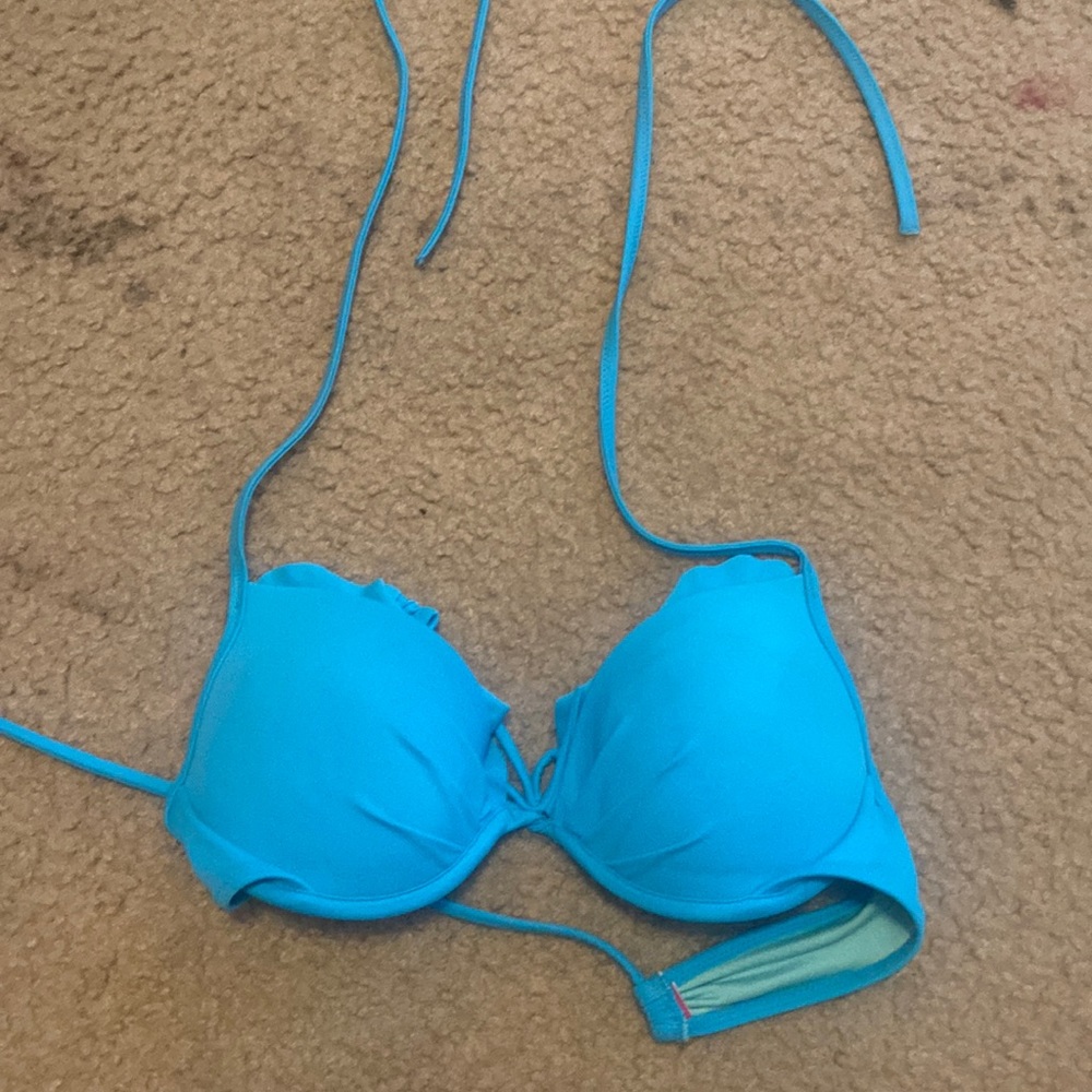 blue push up bikini top